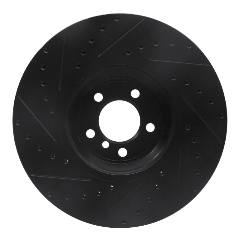 BMW ALPINA B7 Brake Rotor (1) - Front Right - R1 Concepts - Drilled & Slotted - Black - `07-`08